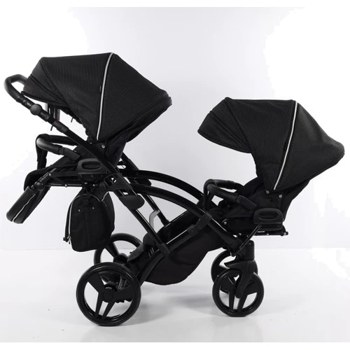 Универсальная коляска для двойни 2 в 1 Junama Mirror Satin Duo Slim 01, черный с серебристым (J-MS-DUOs-01): Возможность установки люльки есть