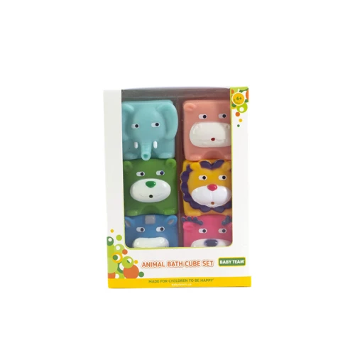 Набор игрушек для ванны Baby Team Кубики-зверята 6 шт (набор со слоником) (9050)