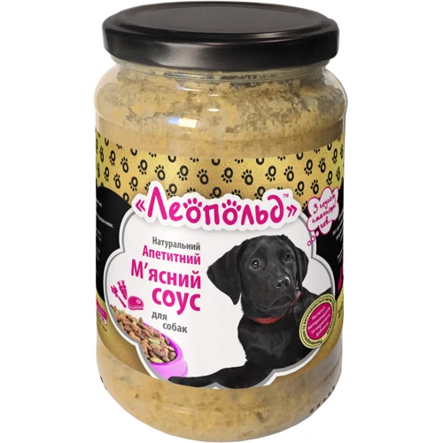 Влажный корм для собак Леопольд Натуральный аппетитный мясной соус к сухим кормам и кашам 345 г х 8 шт. (4820185492263)
