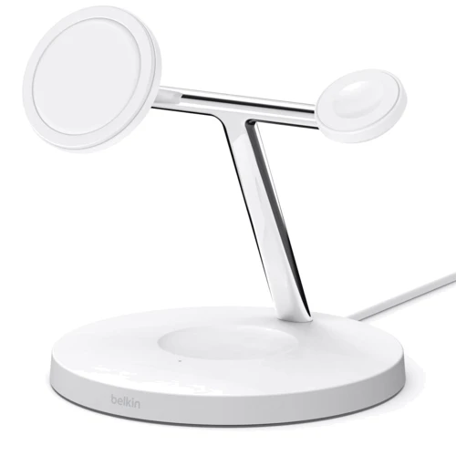 Зарядное устройство Belkin Wireless Charger Base Station MagSafe White (WIZ009VFWH) for iPhone 16 I 15 I 14 I 13 I 12 series and Apple Watch: Особенности Быстрая зарядка, Для Apple Watch, MagSafe