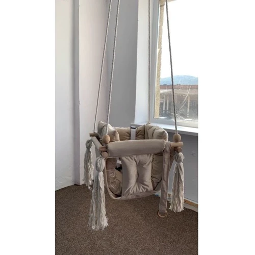 Качели детские Infancy Галетная Велюр тканевая подвесная молочная