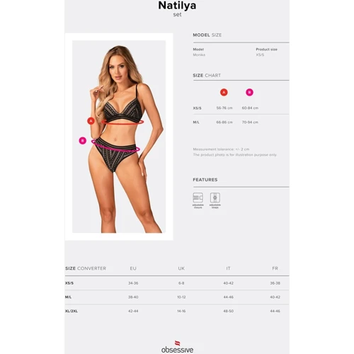 Комплект белья Obsessive Natilya black XS/S