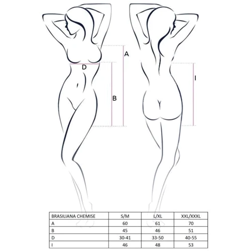 Сексуальный пеньюар Passion BRASILIANA CHEMISE black XXL/XXXL