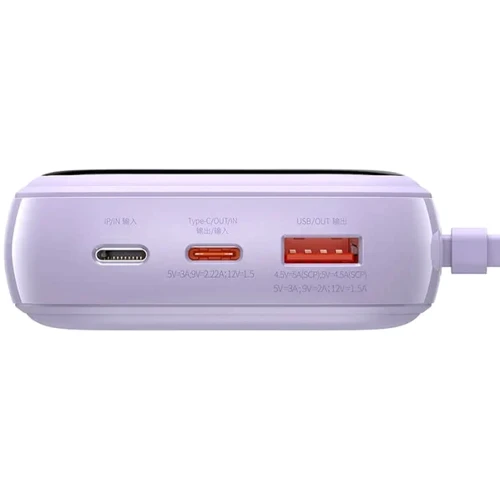 Внешний аккумулятор Baseus Power Bank 20000mAh Qpow Display Quick Charging 20W Purple (PPQD-H05)
