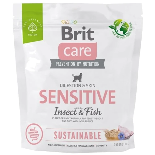 Сухой корм Brit Care Dog Sustainable Sensitive для взрослых собак с чувствительным пищеварением с рыбой и насекомыми 1кг (8595602559213)