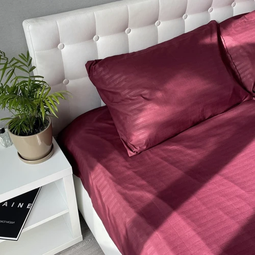 Комплект постельного белья Emily Fiber Bordo Stripe микрофибра евро (94031140)