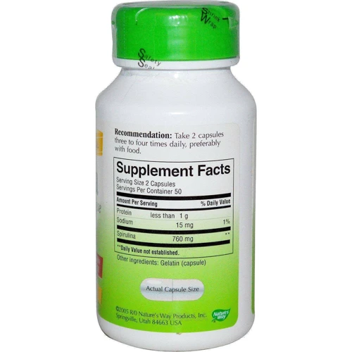 Nature's Way Spirulina Micro-Algae 380 mg 100 Caps Спирулина, мікроводорості: Форма випуску капсули