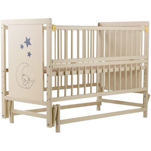 Кровать Babyroom Медвежонок M-02 маятник, откидной бок, бук, слоновая кость (624463)