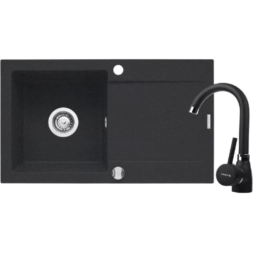Кухонна мийка Pyramis MIDO 76x44 1B 1D чорна+кран Bello 070001201Bn