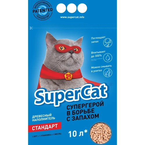 Наповнювач туалетів Super Cat для котів стандарт вбирає 3 кг (10 л)