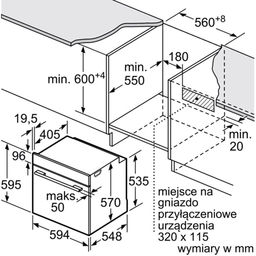 Духова шафа електрична Bosch HBA357BS0: Потужність підключення, Вт 3400