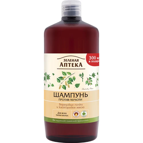 Зеленая Аптека Шампунь против перхоти березовые почки и касторовое масло 1000 ml
