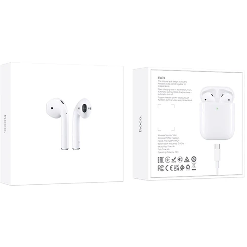Наушники Hoco EW74 White: Тип конструкции вкладыши
