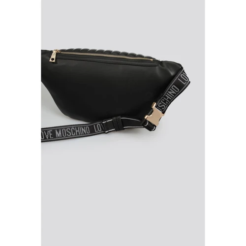 Женская поясная сумка Love Moschino Borsa quiled nappa PU JC4069PP1CLA1000 черная (8051578593984): Фактура Стеганая, Гладкая, Матовая
