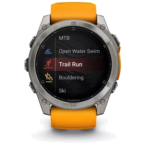 Смарт-годинник Garmin Fenix 8 AMOLED 51mm Sapphire Titanium з Spark Orange/Graphite Silicone Band (010-02905-11): Матеріал ремінця Силикон