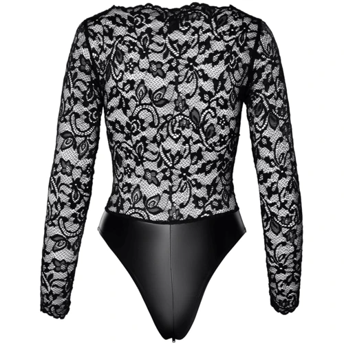 Боди Noir Handmade F296 Psyche bodysuit of lace and wetlook Black, 3XL