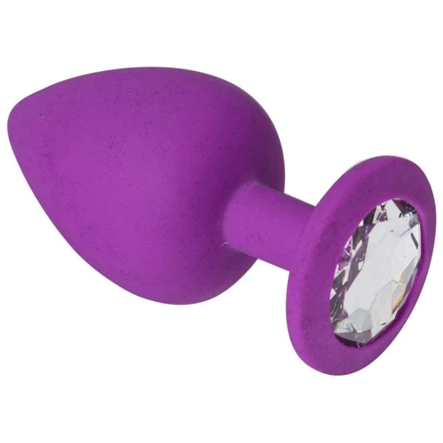 Анальная пробка CRYSTAL Purple Silicone Diamond, L