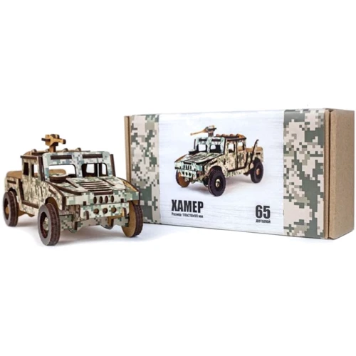 Деревянный 3D конструктор PuzzleOk Хамер, 65 дет. (65-00743)