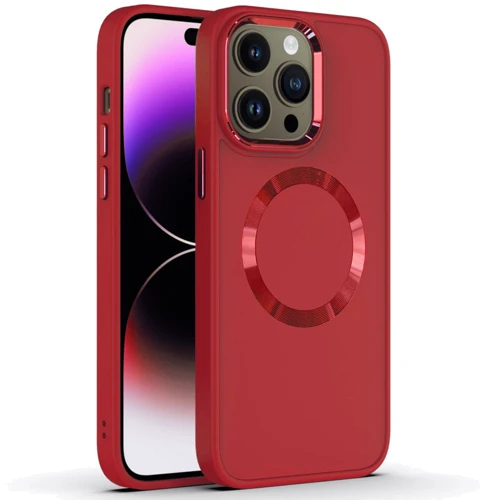 Чехол для iPhone TPU Case Bonbon Metal Style with MagSafe Red for iPhone 12/12 Pro