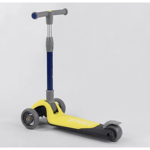 Самокат триколісний Best Scooter складаний алюмінієвий кермо, 3 колеса PU зі світлом Black / Yellow (102033): Тип коліс литі