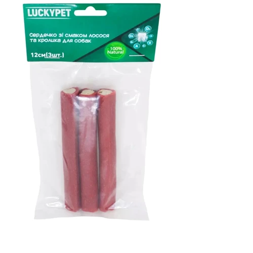 Лакомство Lucky Pet Сердце со вкусом лосося и кролика 12 см 3 шт (552310)