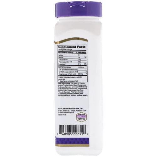 21st Century Enteric Coated Omega-3 Fish Oil, 90 Sgels: Тип Омега 3