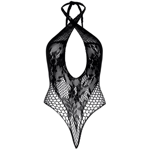 Кружевное тедди Leg Avenue Lace and net halter teddy One size Black