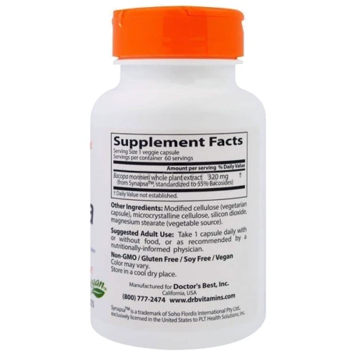 Doctor's Best Bacopa With Synapsa 320 mg Бакопа 60 капсул: Форма выпуска Капсулы