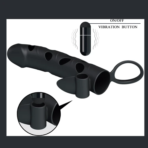 Насадка на член LYBAILE Pretty Love Penis Sleeve With Ball Strap 5.98" Black
