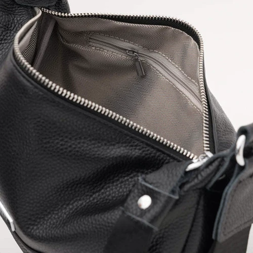 Женская сумка через плечо Borsa Leather черная (K12242bl-black): Фактура Зернистая, Матовая