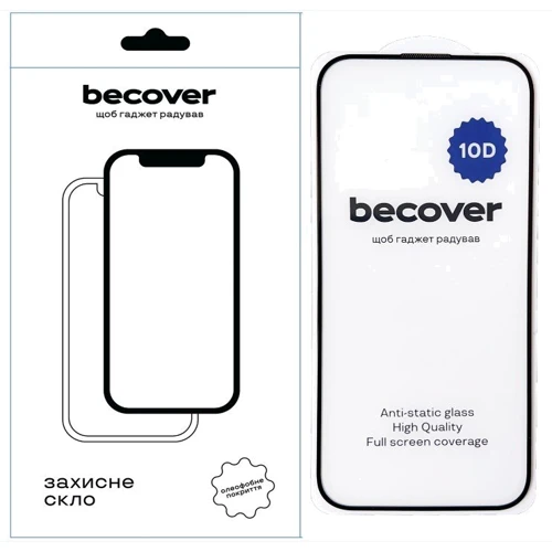 Захисне скло для iPhone BeCover Tempered Glass 10D Black для iPhone 16 Plus (712322): Матеріали стекло