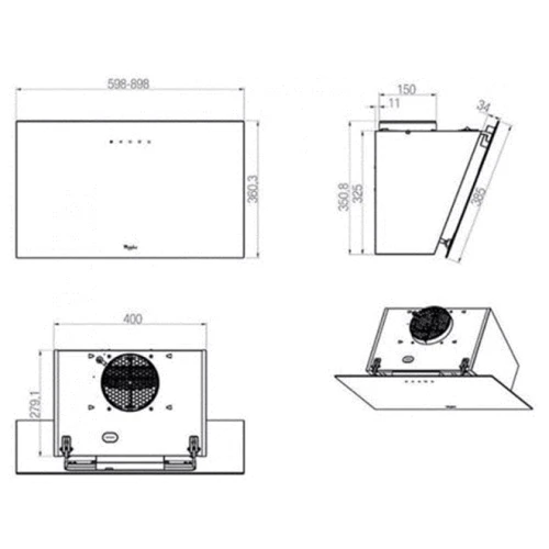 Витяжка Whirlpool AKR039GBL: Тип фільтра повітря Рециркуляція, Відведення