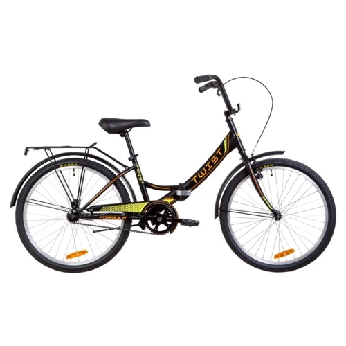 Велосипед в коробке 24" Formula TWIST Vbr ST с багажником зад St, с крылом St, с фонарём 2021 (черно-оранжевый (м))