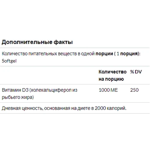 Bluebonnet Nutrition, Vitamin D3, 1000 IU, 250 Softgels (309): Форма випуску капсули