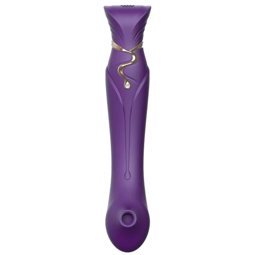 Смартвибратор 3в1 Zalo - Queen Twilight Purple, пульсирующая жемчужина и вакуум, кристалл Swarovski