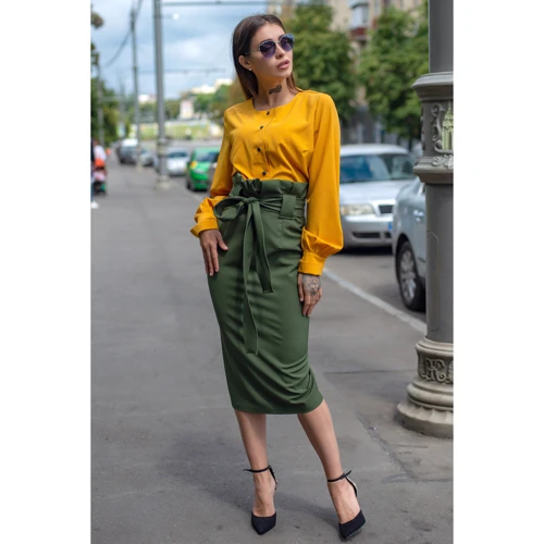 Блуза FLFashion Нимфа ХБН 3192 42-44 желтая с длинным рукавом: Вид Блузы