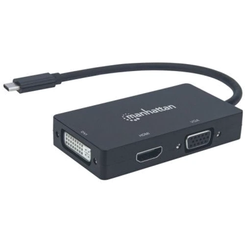 Адаптер Intracom Adapter Manhattan USB-C to HDMI+DVI-I+VGA Black