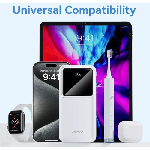 Внешний аккумулятор Vention Power Bank 10000mAh LED Display 22.5W White (FHKW0)