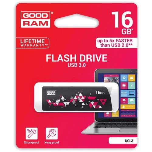 USB-флешка GOODRAM 16GB UCL3 Click USB 3.0 Black (UCL3-0160K0R11): Максимальная скорость чтения, МБ/с 60