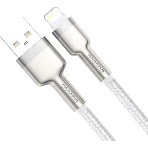 Кабель Baseus USB Cable to Lightning Cafule Metal 2.4A 1m White (CALJK-A02): Довжина 1 м