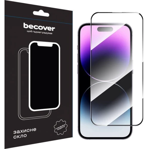 Защитное стекло для iPhone BeCover Tempered Glass Black for iPhone 15 Pro (710593)