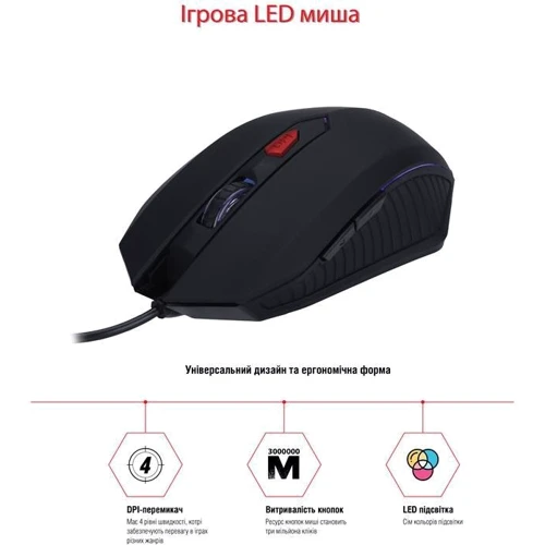Мишка Piko FX61 Black (1283126489570): інтерфейс підключення USB