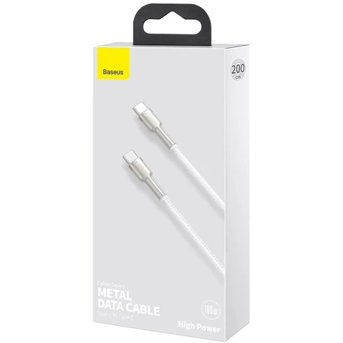 Кабель Baseus Cable USB-C to USB-C Cafule Metal 100W 2m White (CATJK-D02) фото 6
