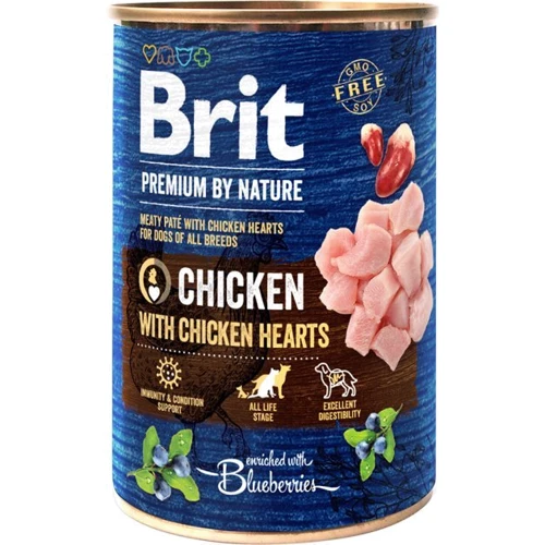Влажный корм Brit Premium by Nature Chicken with Hearts для собак 800 г (8595602538546)