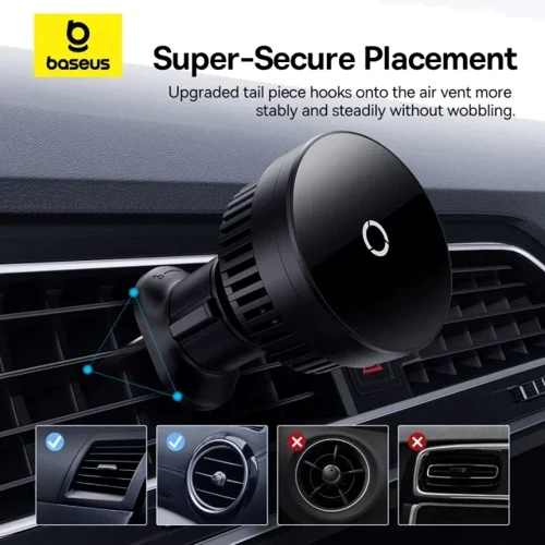 Держатель Baseus Car Holder MagPro Series Magnetic Wireless Charg Car Air Vent 15W Black (C40164100121-00) фото 10