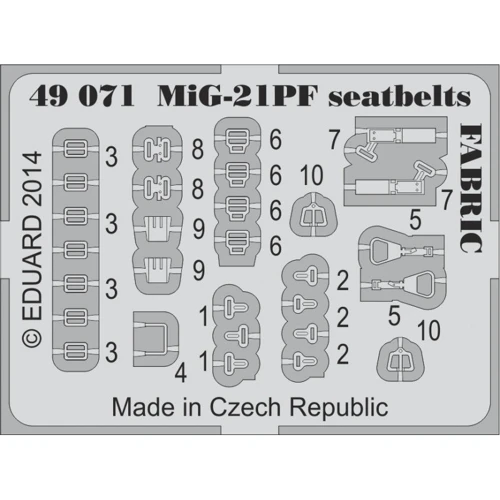 Фототравлення Eduard 1/48 Винищувач МіГ-21ПФ, ремені безпеки (Eduard) (EDU-49071)