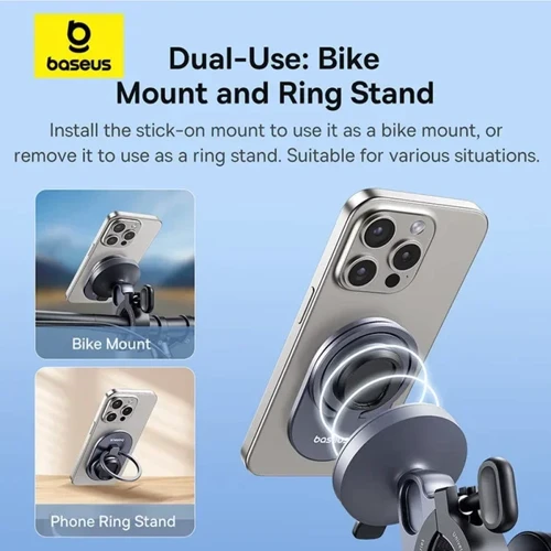 Держатель Baseus Bike Mount Holder PrimeTrip Stick-on Black (C40569001121-00) for Apple iPhone 16 I 15 I 14 I 13 I 12 series фото 9