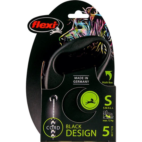 Поводок-рулетка Flexi Black Design S до 12 кг 5 м чорний (4000498033302): Тип шнура трос