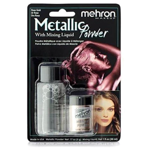 Mehron Metallic Powder ROSE GOLD with Mixing Liquid Металева пудра-порошок (5 g) + рідина для змішування (30 g) Рожеве Золото фото 1
