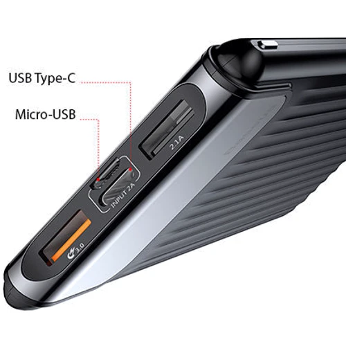 Внешний аккумулятор Baseus Power Bank 10000mAh Thin QC3.0 Dual input Digital LCD Black (PPYZ-C01): Выходное напряжение, В 12